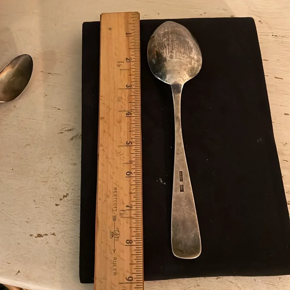 Antique Silver Serving Spoon with Ornate Handle stamped